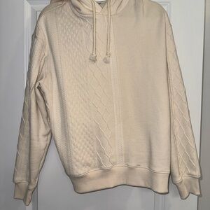 Zara Cream Textured Knit Hoodie